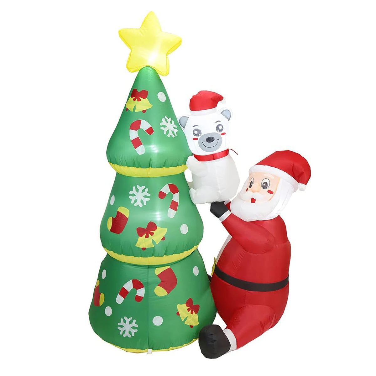 7ft Christmas Inflatable Santa & Polar Bear With Tree, Lighted Blow Up Yard Decor With Leds, Blower and Stakes. For Home Lawn, Garden, or Porch
