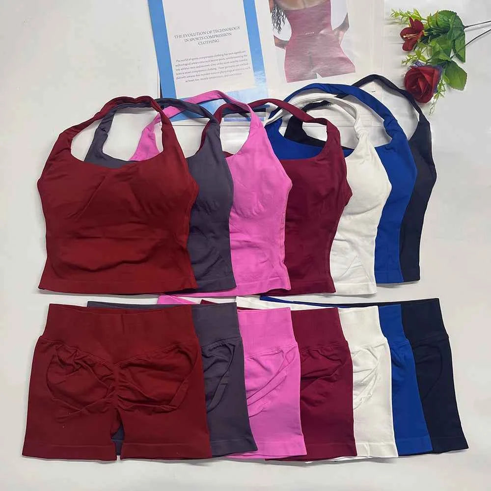 two pieces yoga outfits. DF impact gym clothing fitness pants set. DFNNYE woman Halter Top sports leggings Gym workout sets