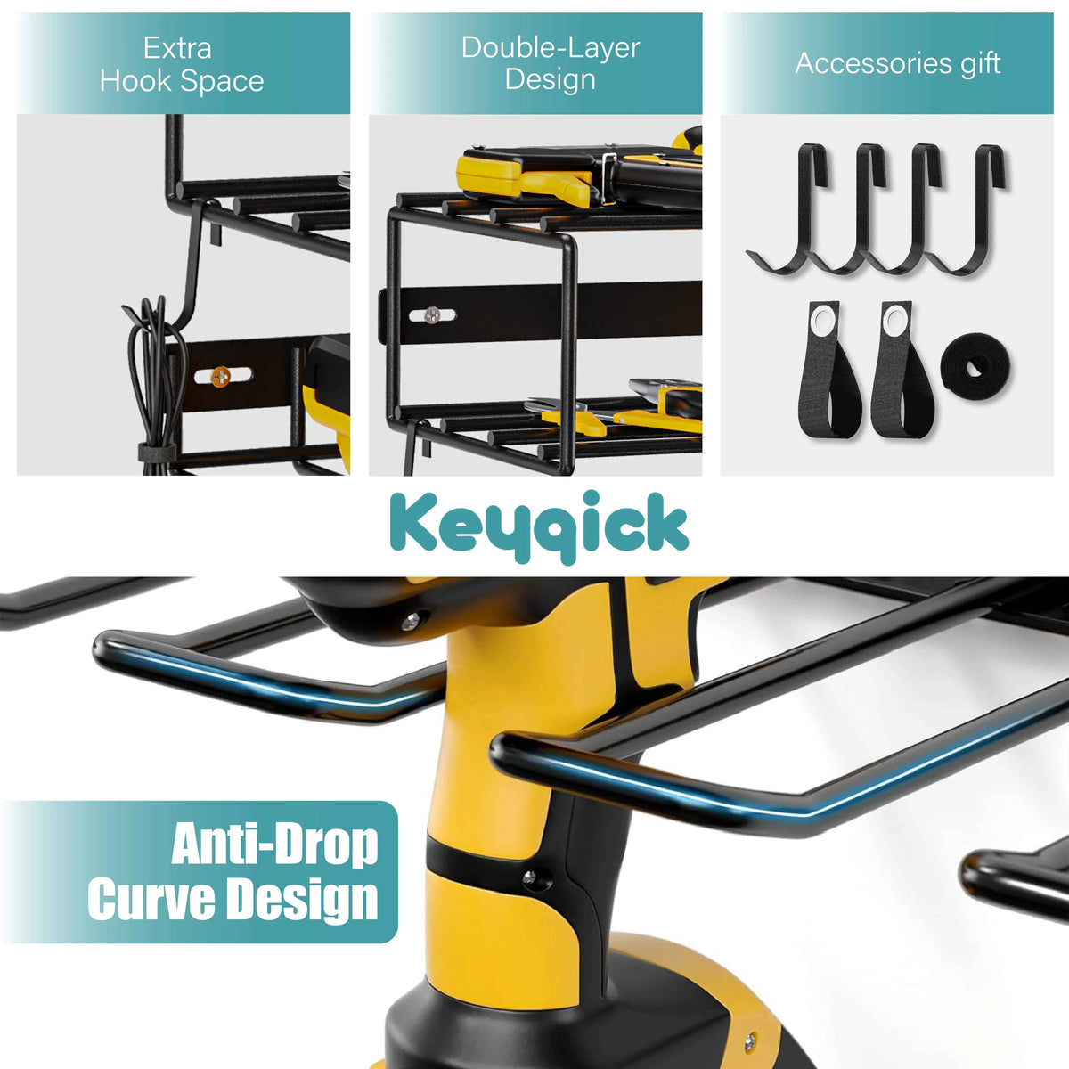 Set Of Multi-Function Heavy Duty Power Tool Storage Rack,  Non-Slip And Anti-Drop Design,