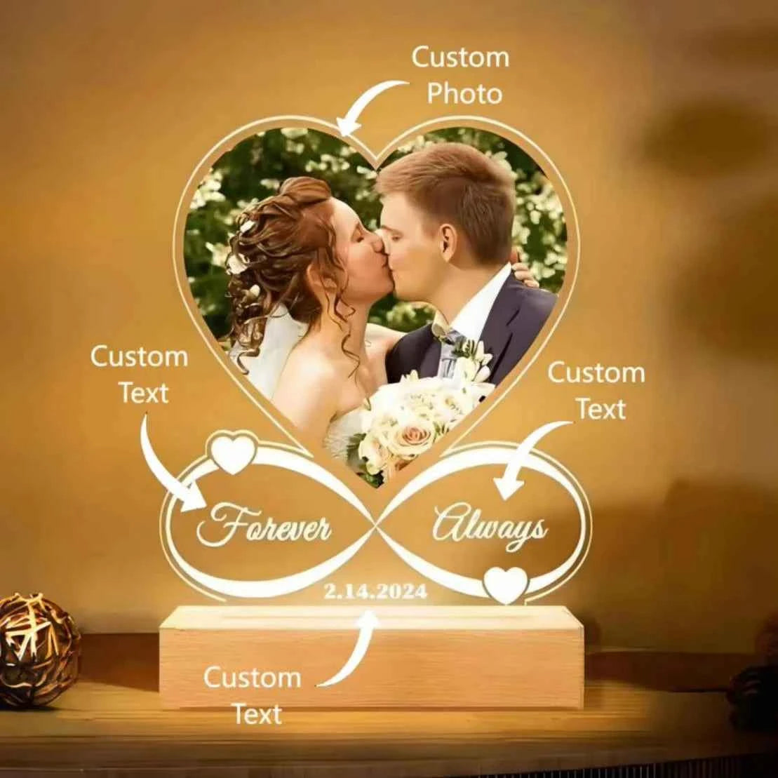 Custom Couple Acrylic Plaque With Picture Frame. Personalized Photo Frame for Anniversary, Wedding, Couple Romantic Keepsake Gift