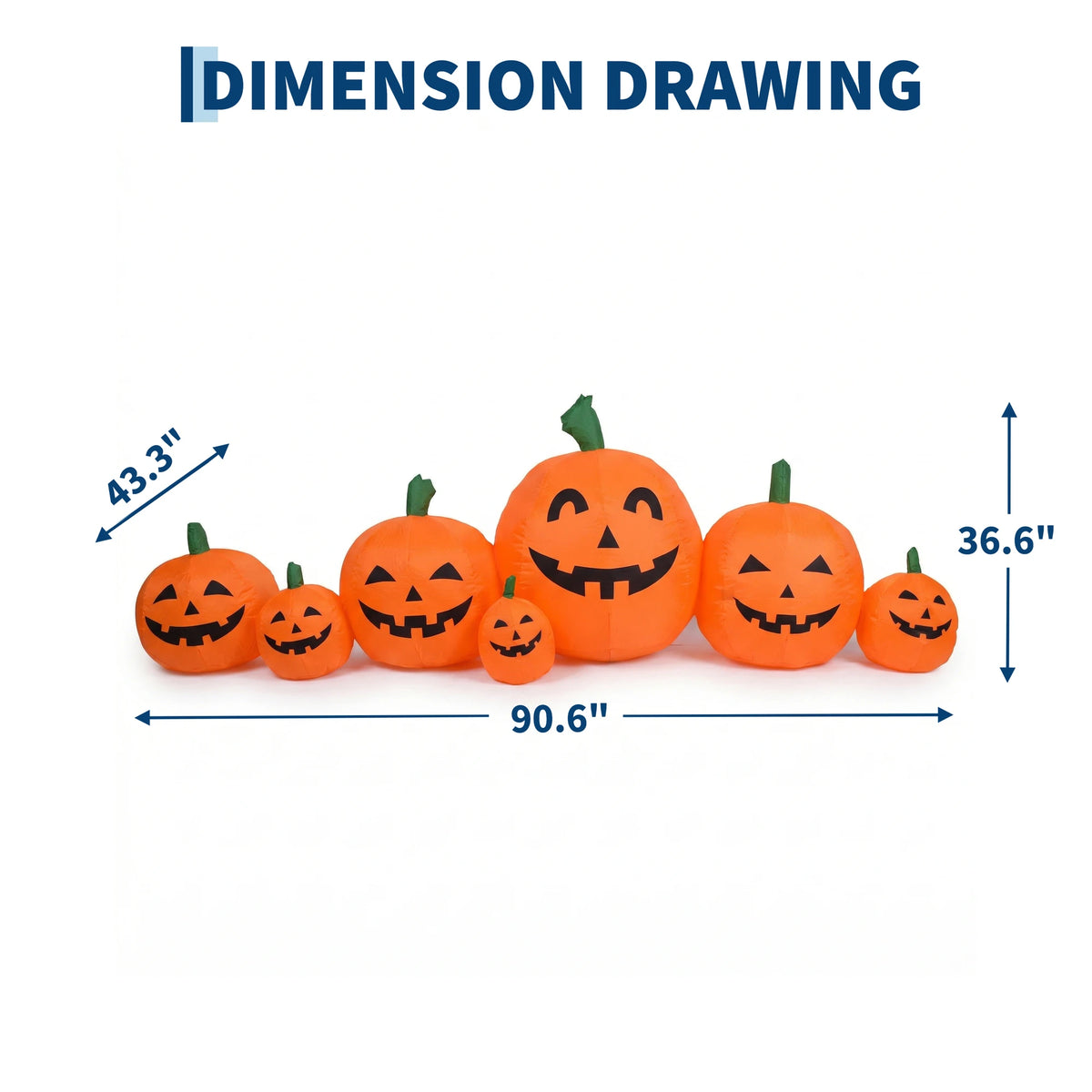 Inflatable Halloween Pumpkin with LED Lights, 7.5ft Outdoor Holiday Yard Decoration for Fall and Thanksgiving, 230cm 0.8A Fan 1000mA Transformer Lawn Festival Display Equipment