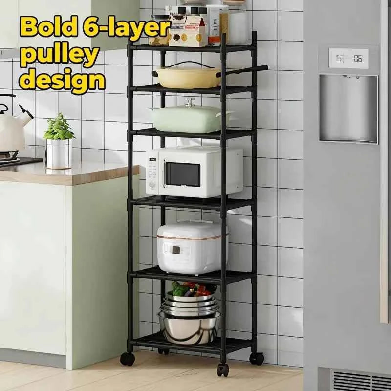 Six-story removable metal wheeled storage cart - Multifunctional storage and more | Open Shelf Design | Foldable