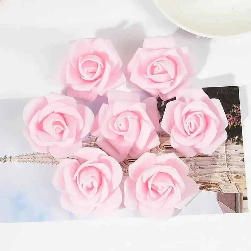 5-100pcs Fake Rose Flower Green Leaves for Valentine's Day ,Wedding, Birthday Party. Artificial Roses Heads with Stems Supplies