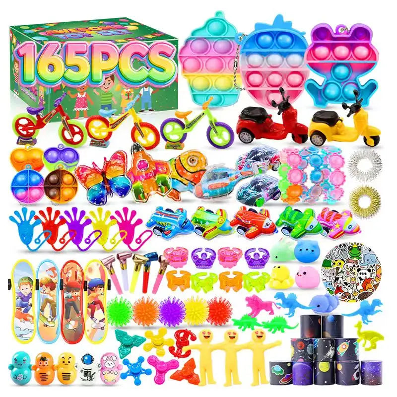 Kids Fidget Toys Party Favors Pack - Sensory Set Gifts with Stickers, Goodie Bag Fillers, Treasure Box, Classroom Prizes for School