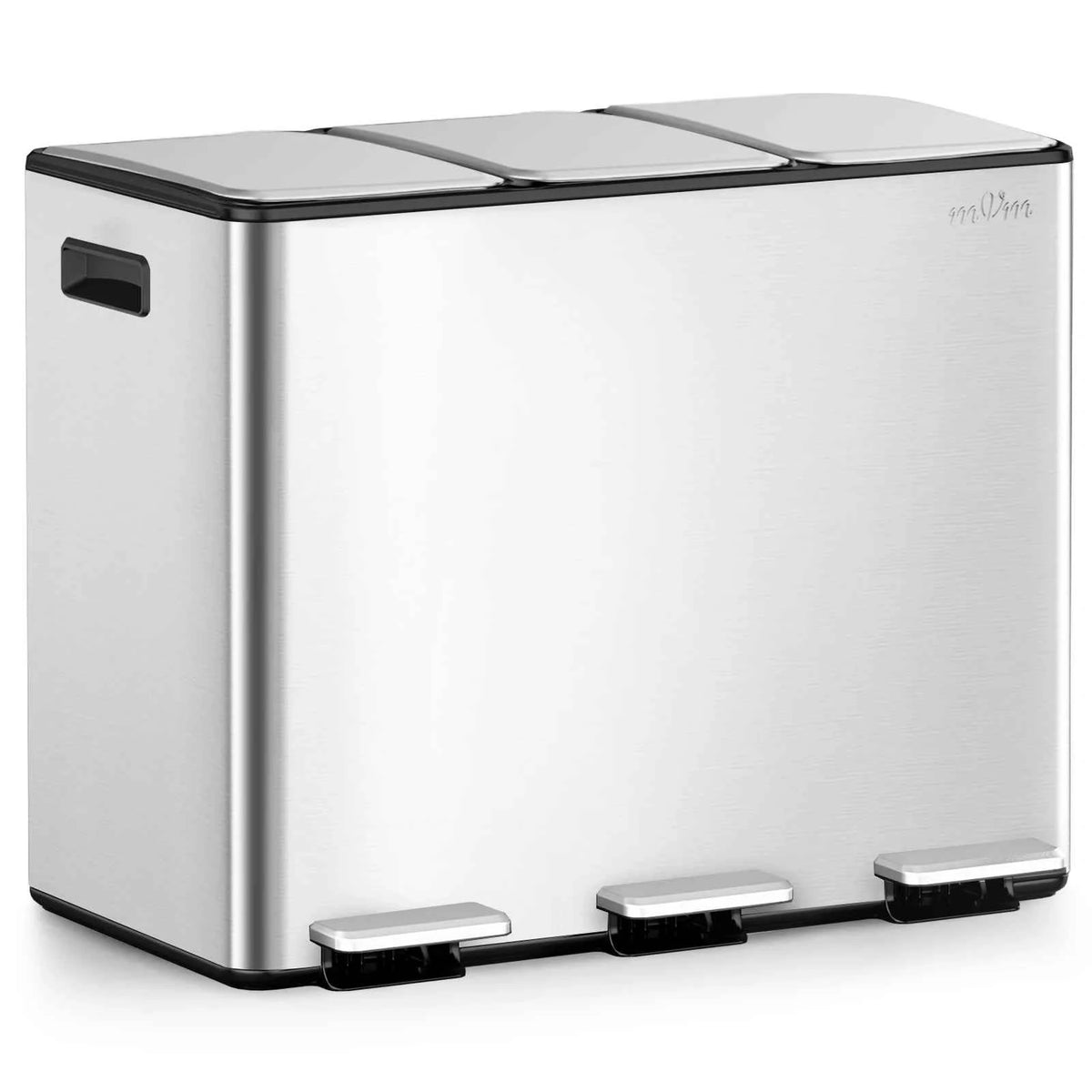 mVm Trash Can Stainless 60L/40L/45L Kitchen Step Trash Bin for Recycling Waste Sorting Soft Close Lid Double Lid