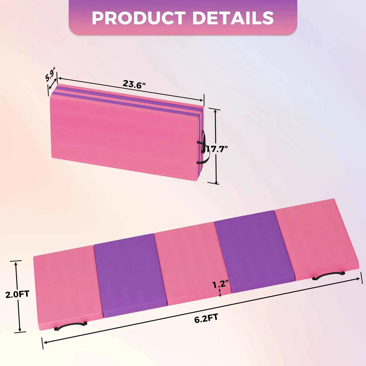 4-/5-fold Exercise Mats, Gymnastics Tumbling Mats, Thick Portable Home or Gym Floor Pad for Yoga, Pilates, Aerobics