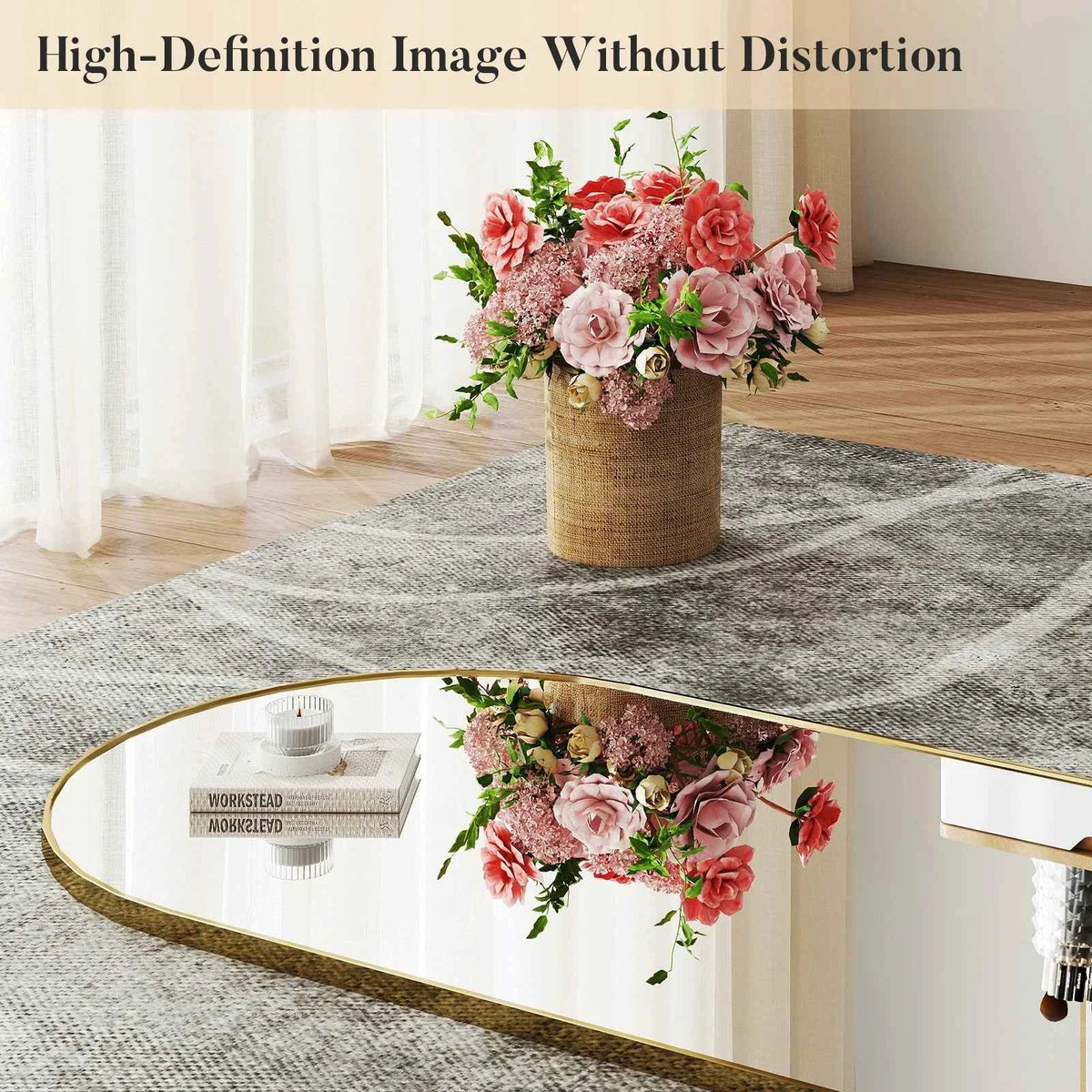 JHK Full Length Mirror with Stand., Tempered Glass, Aluminum Frame for Hanging or Leaning. Full Body.