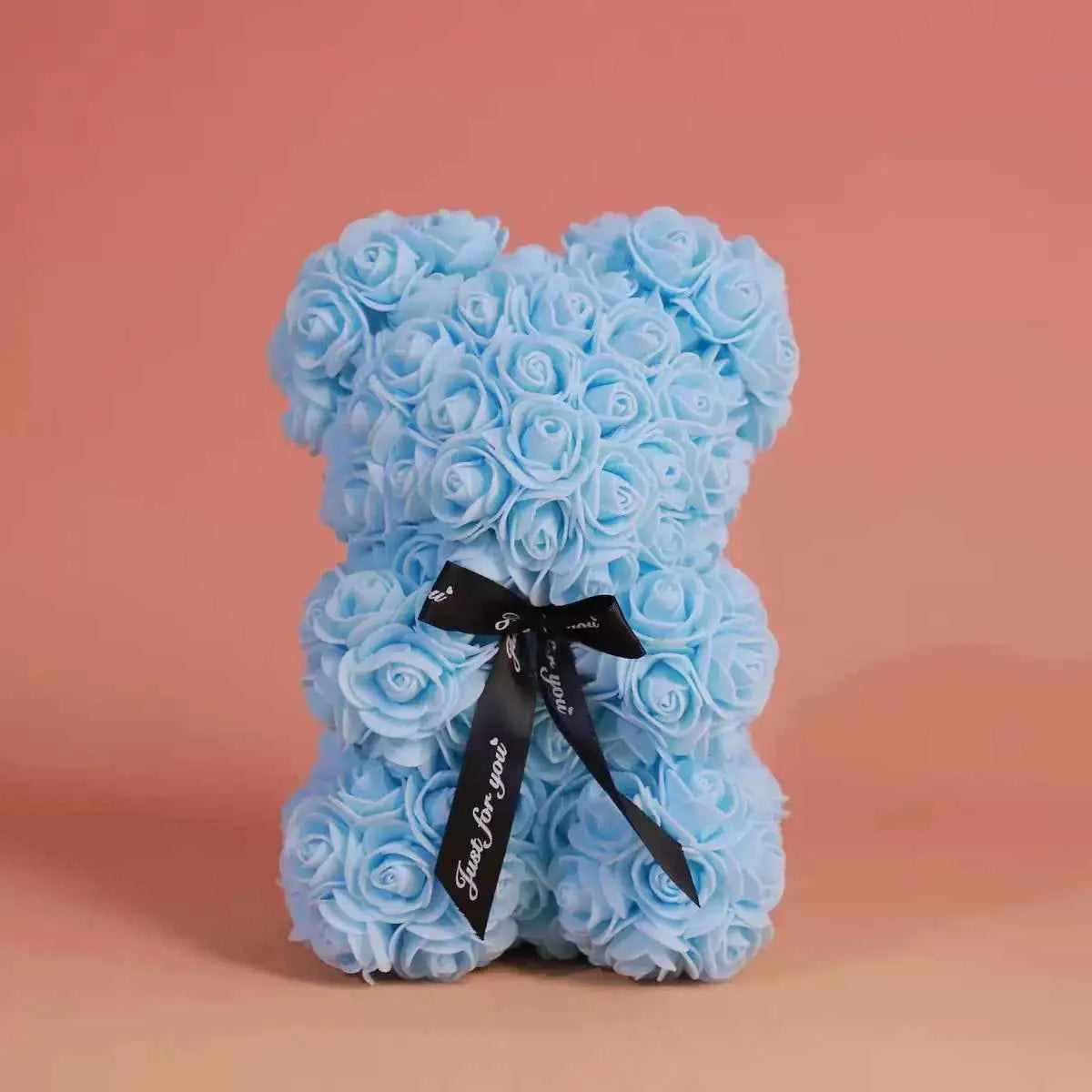 25cm Artificial Teddy Rose Flower Bear with Box. Romantic Valentines Day Gift, Girlfriend,  Anniversary, Wedding Party, Supplies