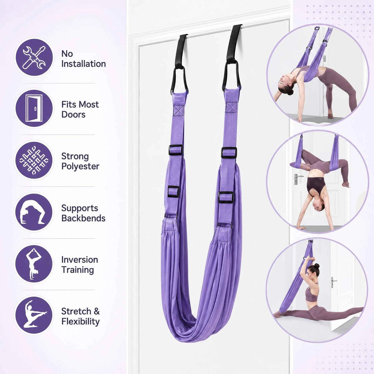 Advanced Purple Aerial Yoga Rope - Professional Home Yoga Assistant, Luxury Fitness Gear, Single Piece