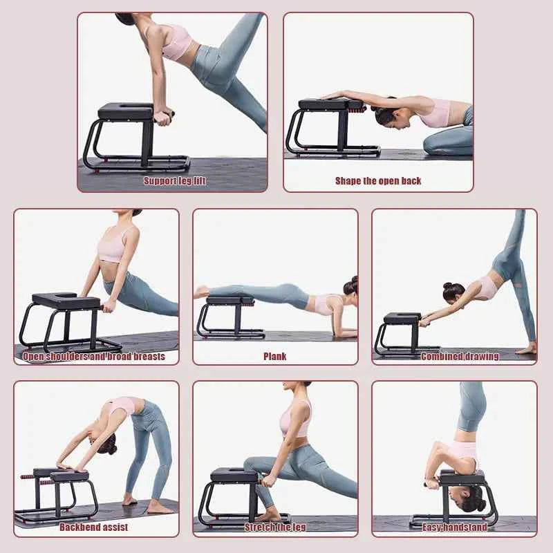 Home multifunctional inverted stool, double armrest yoga headrest bench, vertical yoga chair for balance training