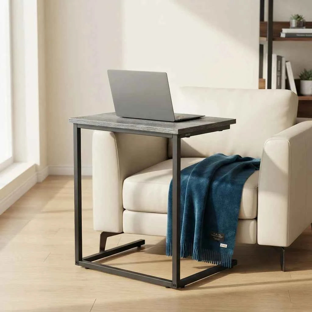 1/2 Packs C Shaped End Table, 27 Inches High, Table Slides Under most furniture, Sofa Side Table for Living Room