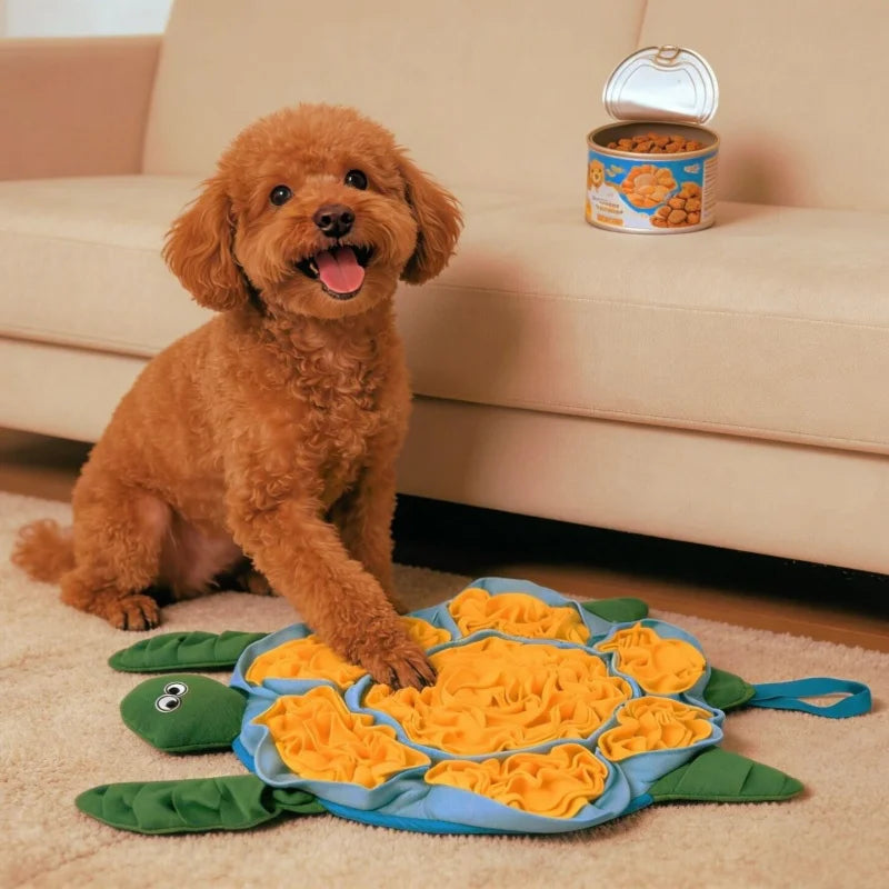 BOOTEELY Pet Sniffing Mat Turtle Design.  Dog Puzzle Feeder, Washable. Foraging Pad for Boredom & Anxiety Relief