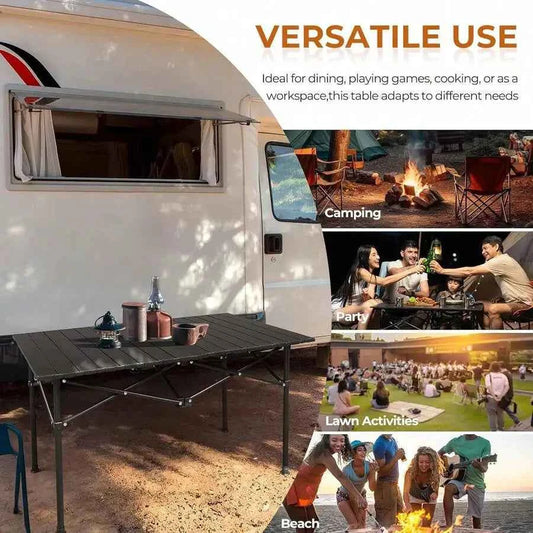 Portable Lightweight Collapsible Outdoor Table With Carry Bag, Sturdy Legs & Large Flat Surface For Picnics, BBQs, Beach, Hiking, Tailgating - Compact & Durable Design