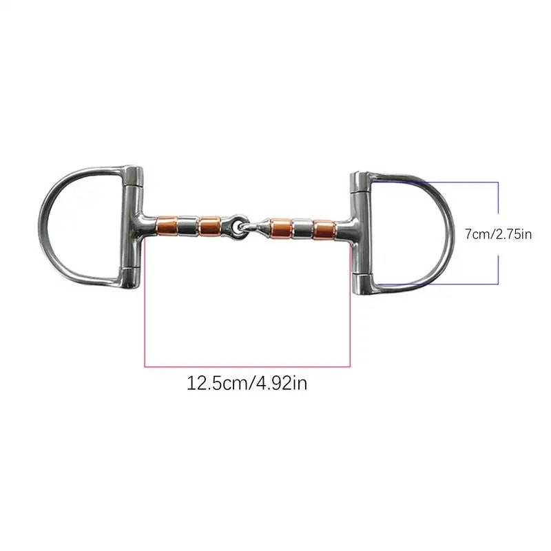 Horse Snaffle Bit D Ring. Mouth Bit Roller With Copper Single Joint. Horse Bit D-Ring Snaffle Bits For Equestrian Supplies