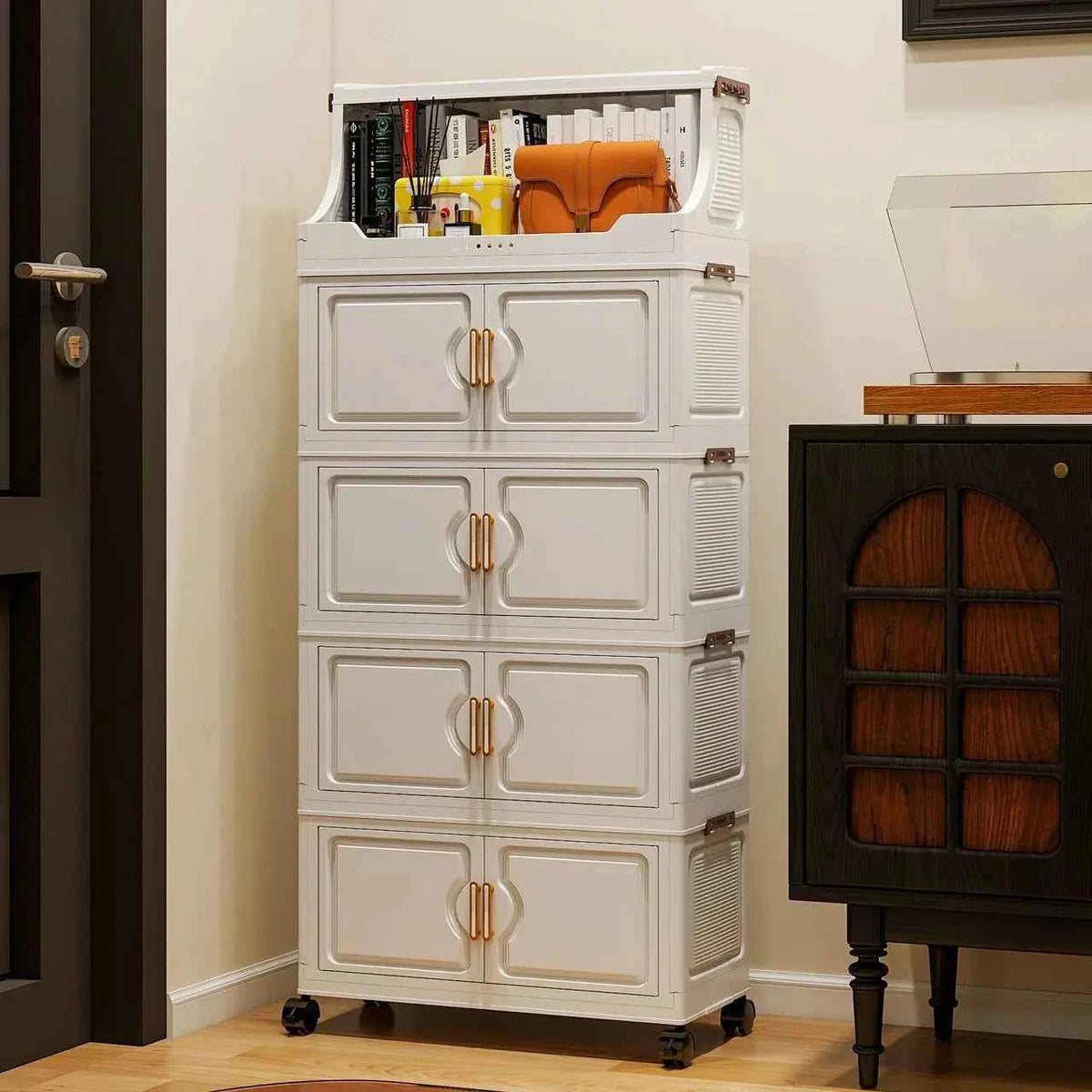 Multi-layer Storage Rack. Plastic Stand. Foldable Floor-standing Cabinet.