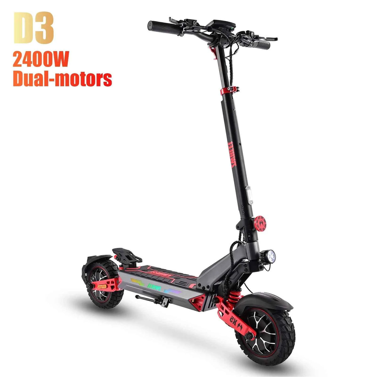 ZWHEEL D3 Dual Motors Electric Scooter, 2400W All-wheel Drive, Max Speed 39 MPH, Max Range 50 Miles, 960Wh Battery, 1000 Cycles. Bluetooth Locking and Unlocking Anti-theft Protection, TUYA Smart APP. 10'' Off-Road Tires, Low