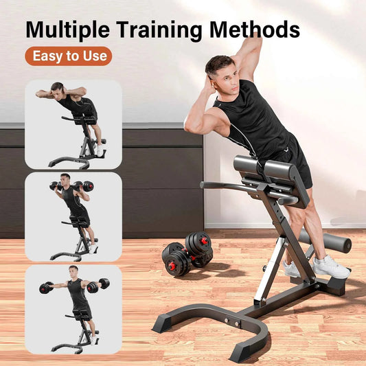 Adjustable Roman Chair for Home Gym, Folding Hyperextension Bench for Lower Back, Heavy Duty Back Extender Machine with 5-Level Height Settings, Space Saving Exercise Equipment for Glutes Abs and Hip Training