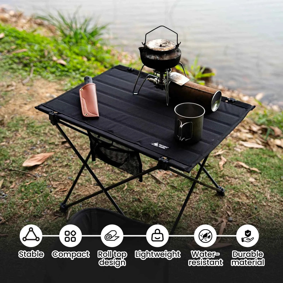 ONETIGRIS Foldable  Lightweight Portable Table, Sturdy & Quick Setup, Holds Up to 66 lbs, Perfect for Camping, Hiking, Backpacking, Picnic, Beach, Travel