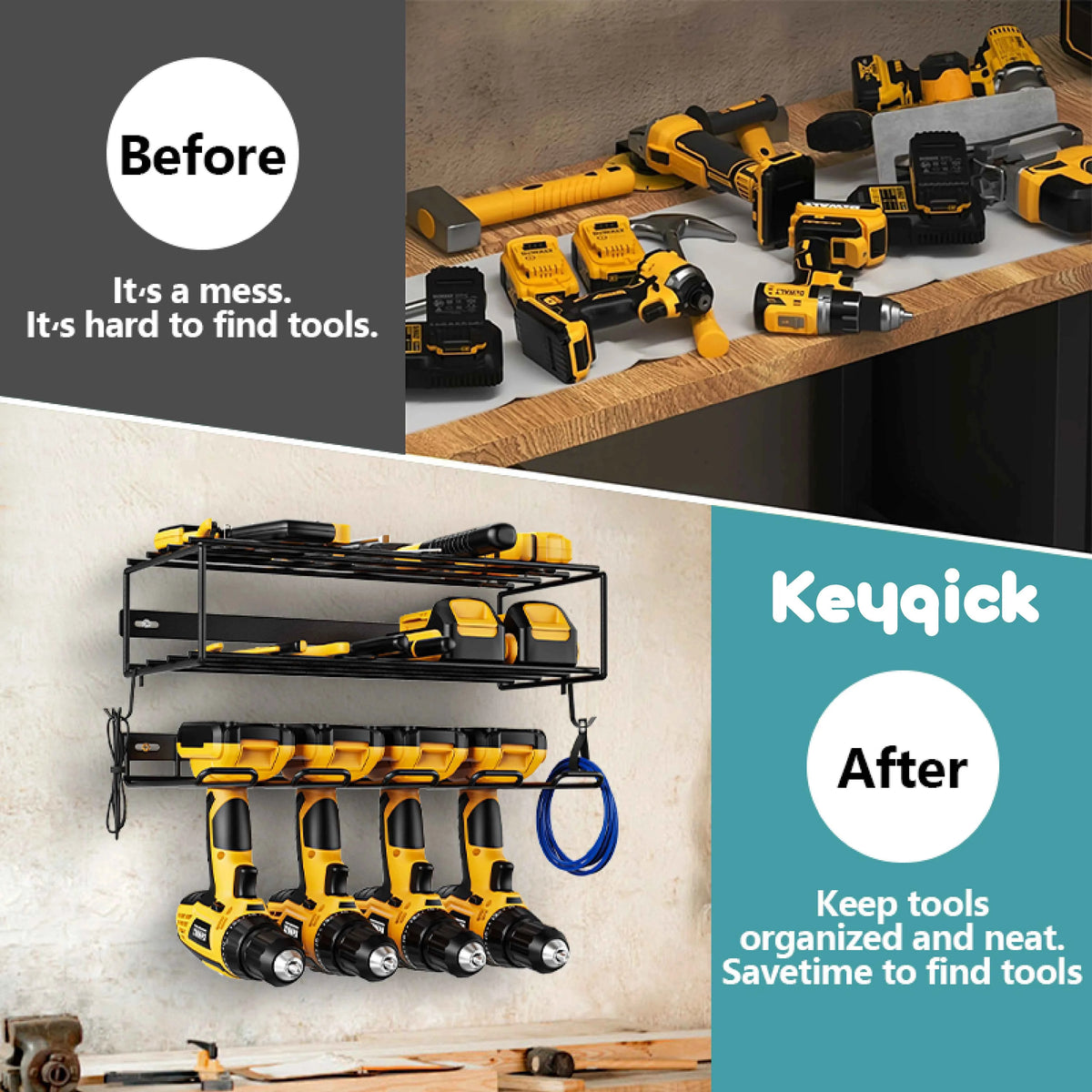 Set Of Multi-Function Heavy Duty Power Tool Storage Rack,  Non-Slip And Anti-Drop Design,