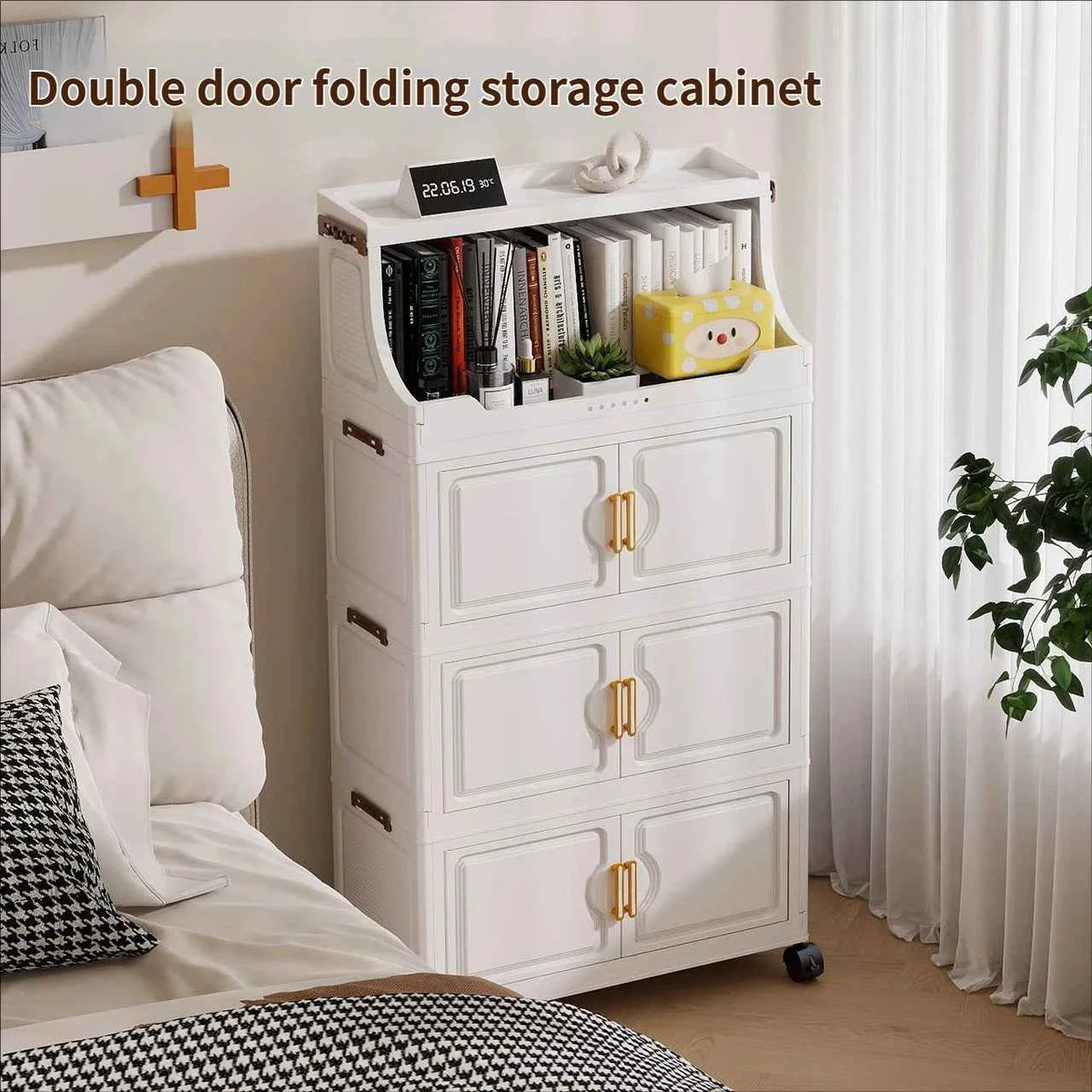 Multi-layer Storage Rack. Plastic Stand. Foldable Floor-standing Cabinet.