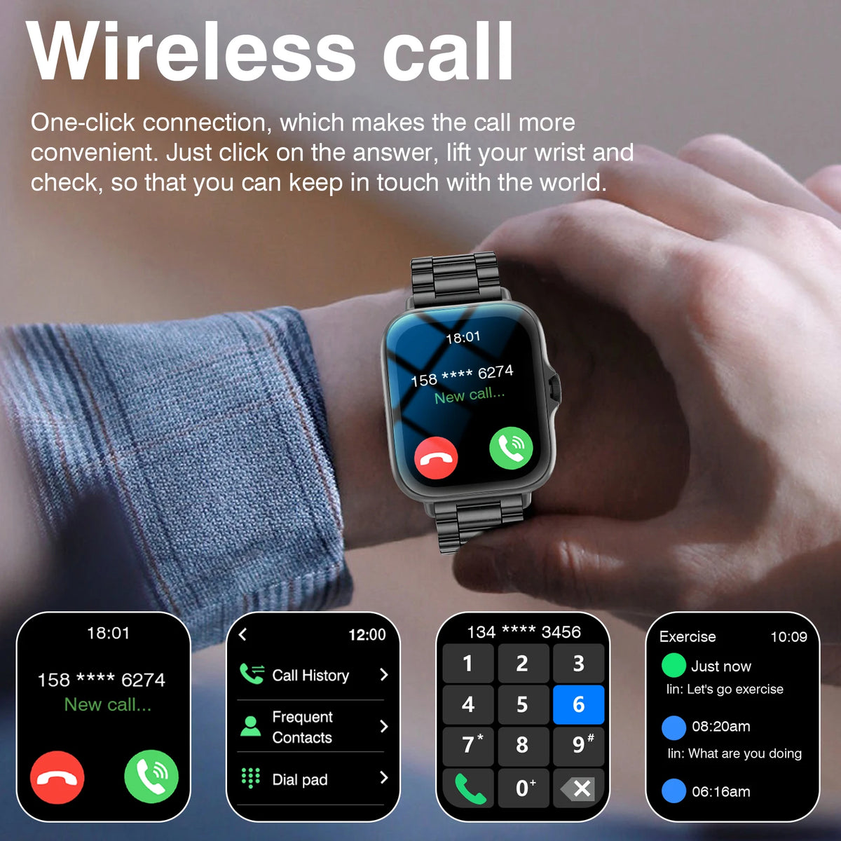 Multifunctional Sports Smartwatch, Unisex, Featuring A 1.83-inch Full-touch Display, Call Answering, Sleep Tracking, Step Counting, and Message Notifications. Compatible with IPhone & Android Phones