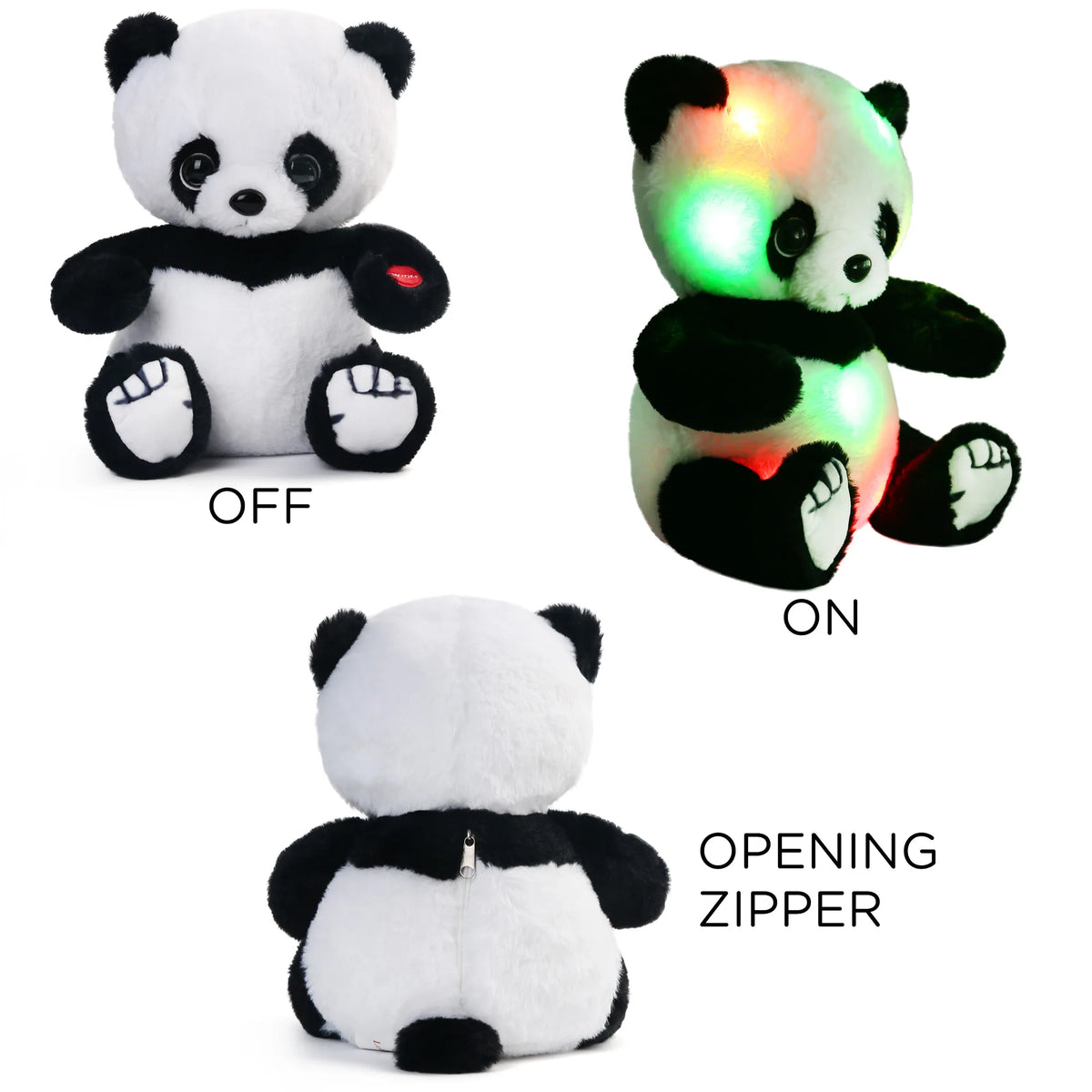 12'' Light Up Panda. Stuffed Animals Kawaii Panda Bear Plush w/ LED Light, Christmas, or Birthday Gift for Kids.  Hugging Toy