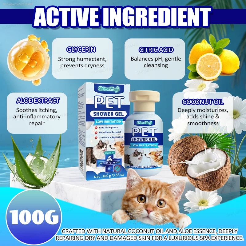 Pet Shampoo for Cats and Dogs, Gentle Plant Formula. Pet Bath Liquid, Moisturizing Pet Coat Cleanser, Pet Odor Removing Wash for Household Pet Grooming