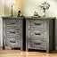 Farmhouse Nightstand Set of 2 with Charging Station,  Wood Bedside Table, Customized