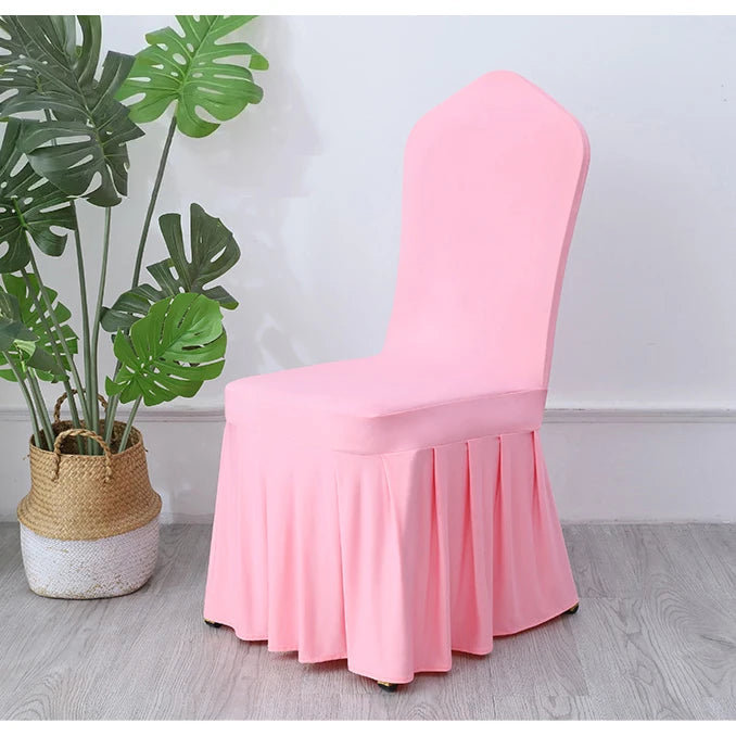 50/100pcs Pleated Skirt Spandex Chair Cover. Hotel Banquet Party Events or Wedding Decoration. Seat Protector Covers.