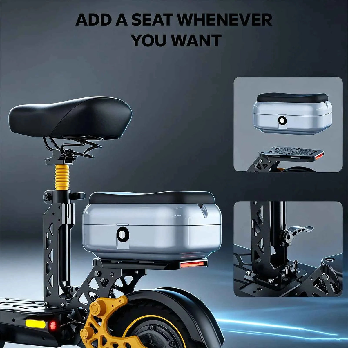1600W Adult Electric Scooter with Seat, 48V 20.8Ah Battery, Up to 50 Miles Range, 34 MPH, 11" Front Tire, Rear Storage