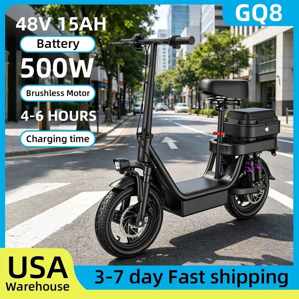 UPlee GQ8 Electric Bike For Adults, Folding Electric Bike, 500W Peak Motor, Scooter Electric Bike With 14" Tire, 48V, 15AH Battery