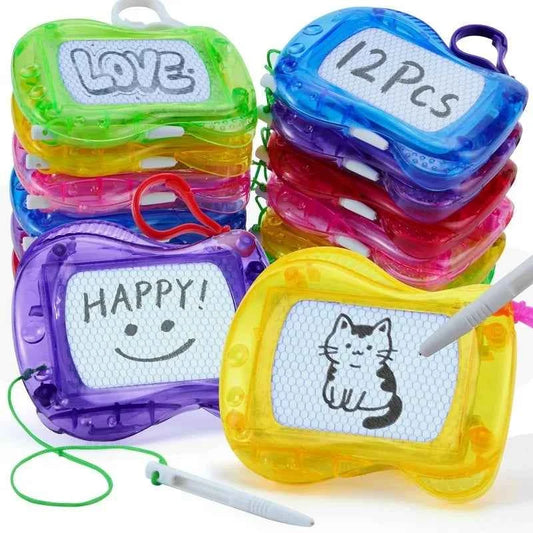 12 Pcs Mini Magnetic Drawing Board. 6 Different Color Erasable Keychain Drawing Boards. Writing Pad for Kids 8-12,