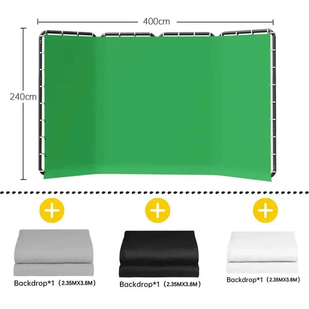 SH Green Screen, 2.4X4M. Collapsible Chroma Key Backdrop. Wrinkle-Resistant Fabric. Ultra-Quick Setup.