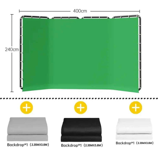 SH Green Screen, 2.4X4M. Collapsible Chroma Key Backdrop. Wrinkle-Resistant Fabric. Ultra-Quick Setup.