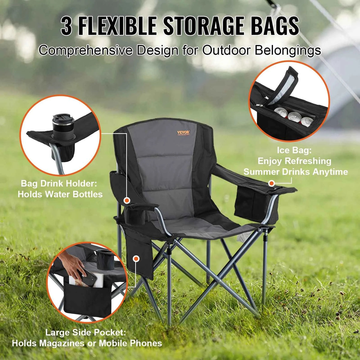 SucceBuy Outdoor Portable Chair 350lbs High Load. Ultralight Folding Chair.