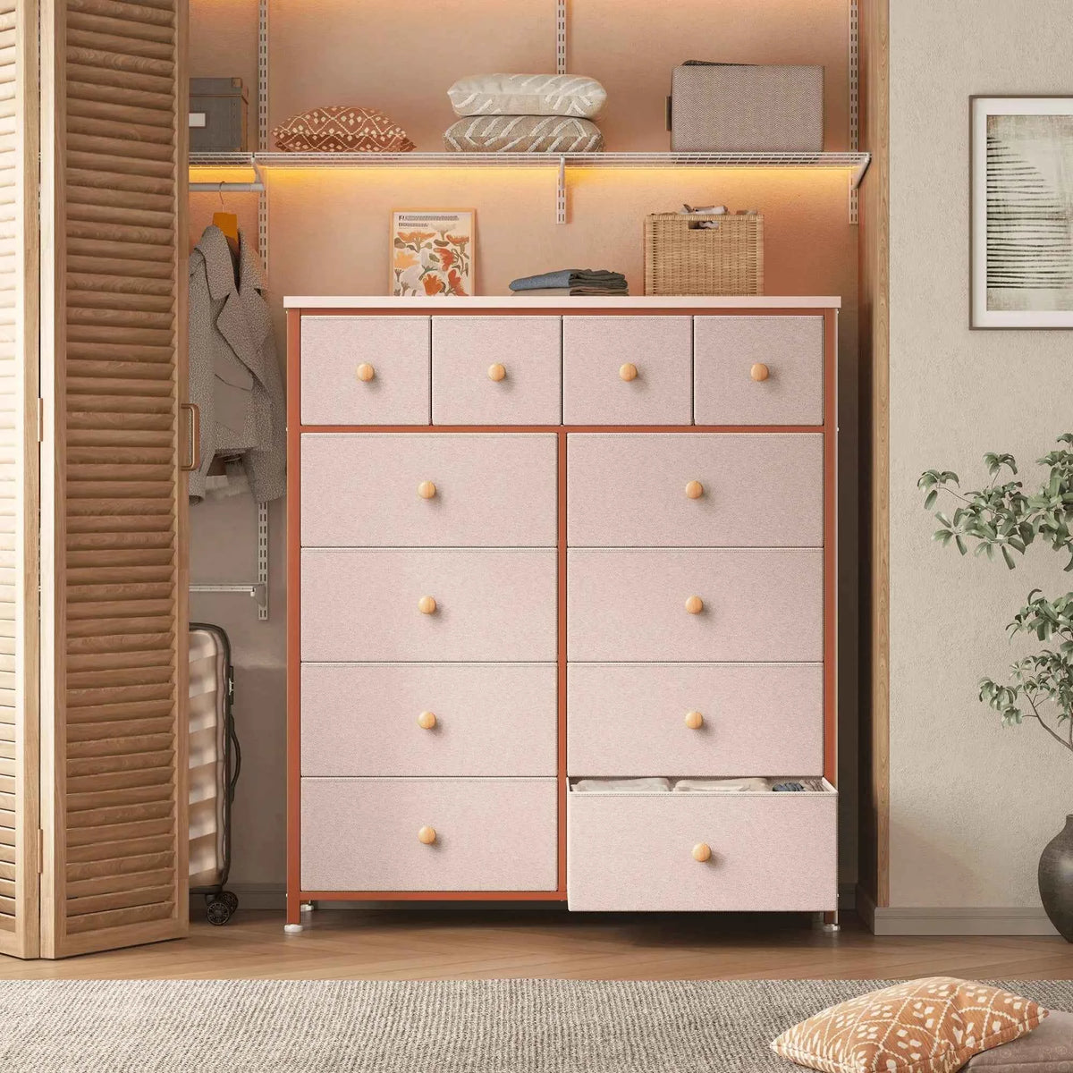 12-Drawer Tall  Dresser – Metal Frame, Wood Top, Anti-Tip – 38.97"W – For Bedroom, Entryway, Living Room, Closet, Dorm