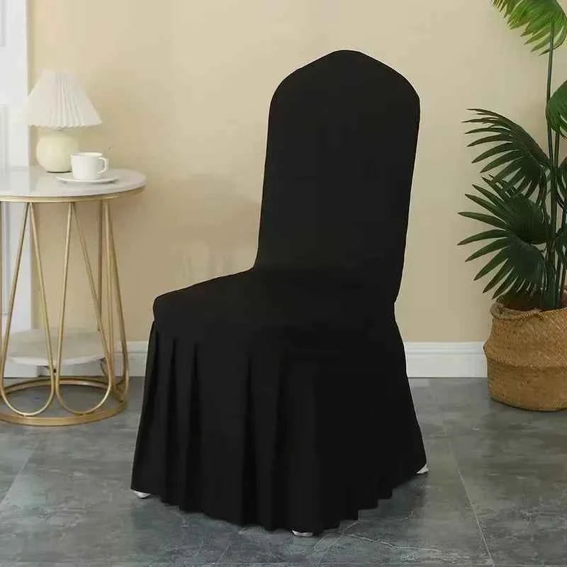 50/100pcs Pleated Skirt Spandex Chair Cover. Hotel Banquet, Party Events, Wedding Decoration. Dining Room Seat Protector Covers