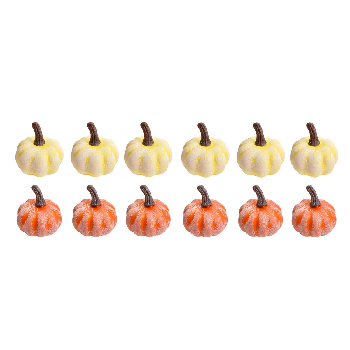 12 Pcs Faux Foam Pumpkins, Orange & Yellow Artificial Pumpkins
