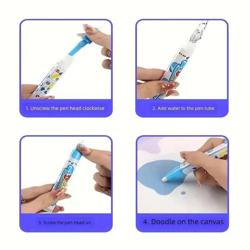 Magic Water Canvas Doodle Mat for Kids. Aqua Drawing Board Reusable Water Painting Graffiti Mat. Educational Early Learning Toy For Boys & Girls