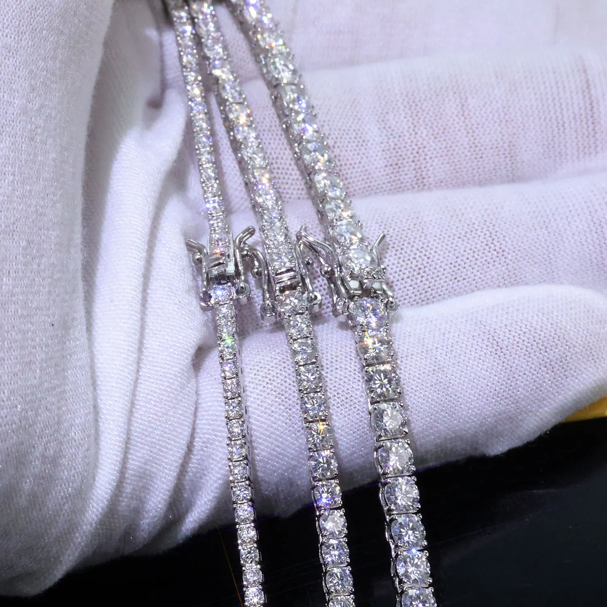 Hip Hop 925 Sterling Silver 3mm, 4mm, 5mm, VVS Moissanite Diamond Necklace, Moissanite Tennis Chain