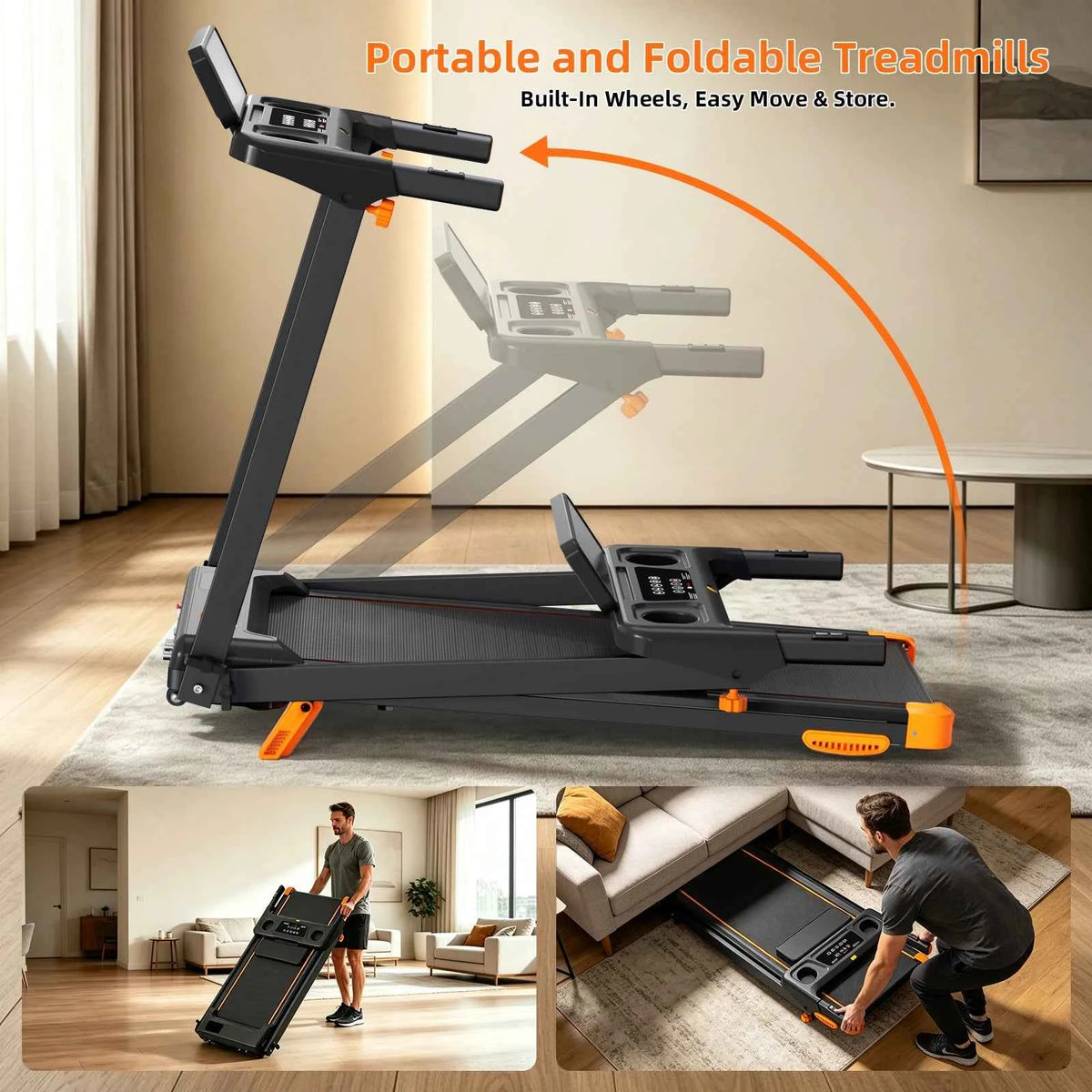 Quiet 3-in-1 Foldable Walking Pad  Treadmill  with 12% Incline for Home, 12 Preprogrammed HIIT Modes, Supports up to 300 LBS,  Built with LED Display, Heart Rate Sensor, Bluetooth Speaker & App Connection