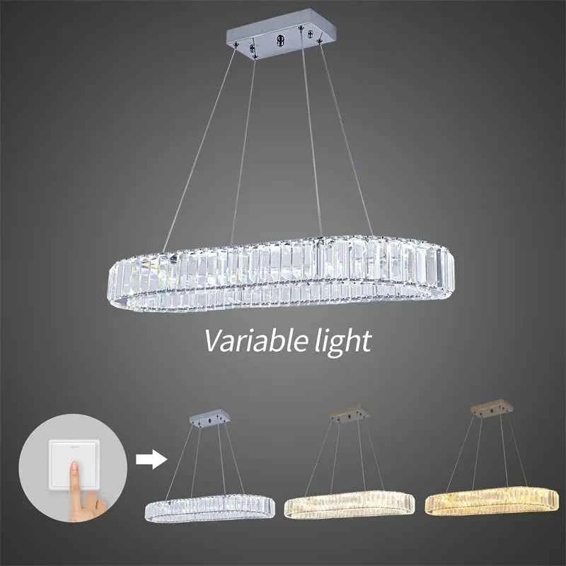 Indoor K9 Crystal Oval Ring Lamp. Luxury Interior Decoration. Led Chandelier. Hanging Lighting.