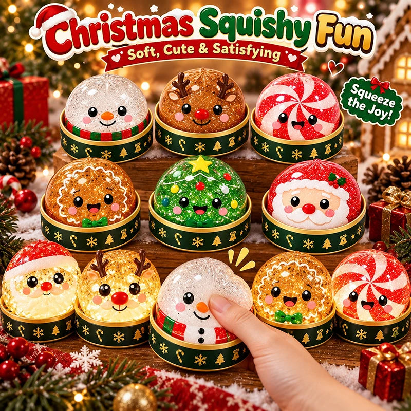 Limited Christmas Dumplings Squishy Glitter Maltose Snowman Set.  Squeeze and  Stress Relief Toys