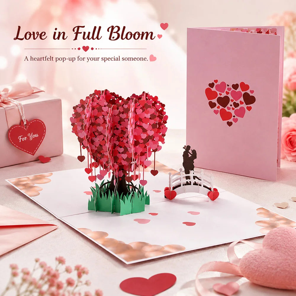 3D Pop Up Flower Greeting Cards or Wedding Card or Anniversary, Thanksgiving, Valentines Day, Birthday, Gift, Thank You Cards, or Handmade Cards