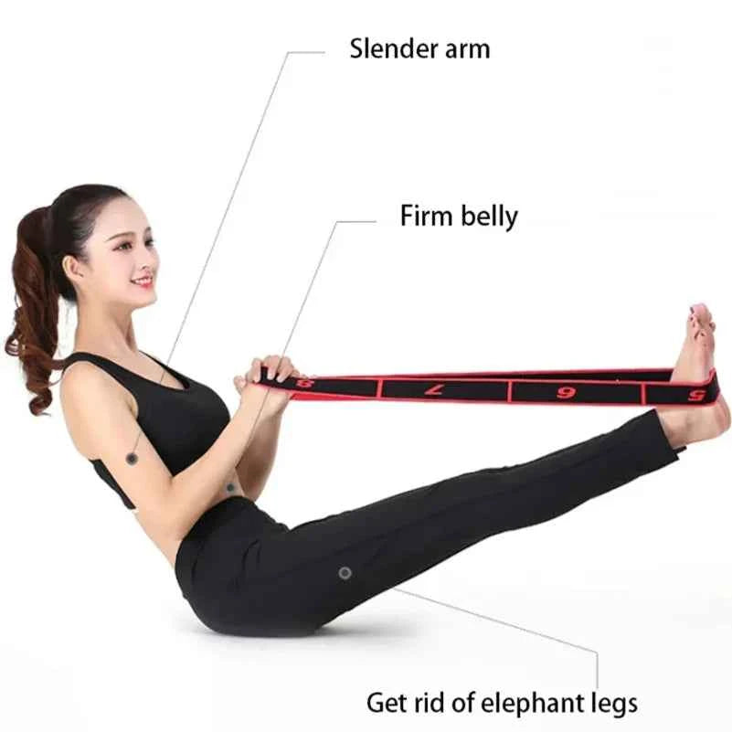 8/10 Sections of Resistance Band.  for Yoga, Stretching, Pilates, Fitness.  Elastic Stretch Training Tension Belt