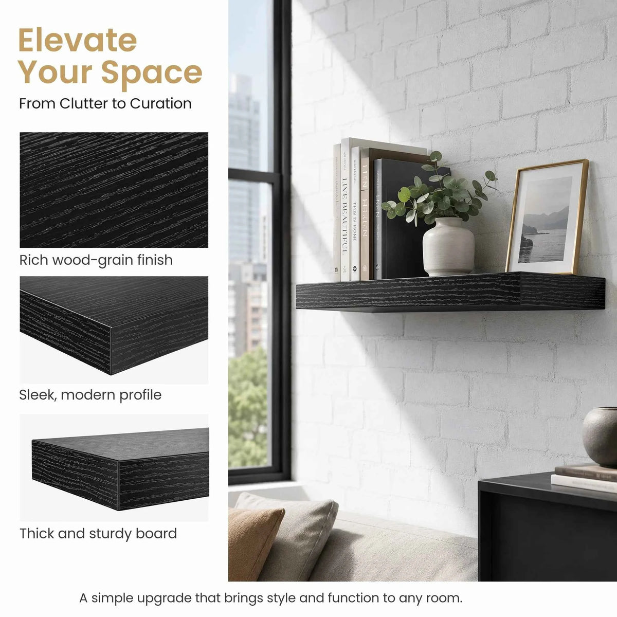 Set of 3, Floating Wall Shelves For Decor,  Mounted on the wall with  Invisible Brackets