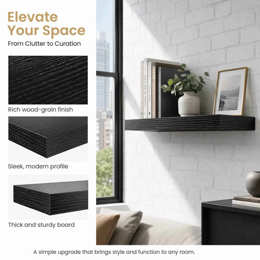 Set of 3, Floating Wall Shelves For Decor,  Mounted on the wall with  Invisible Brackets