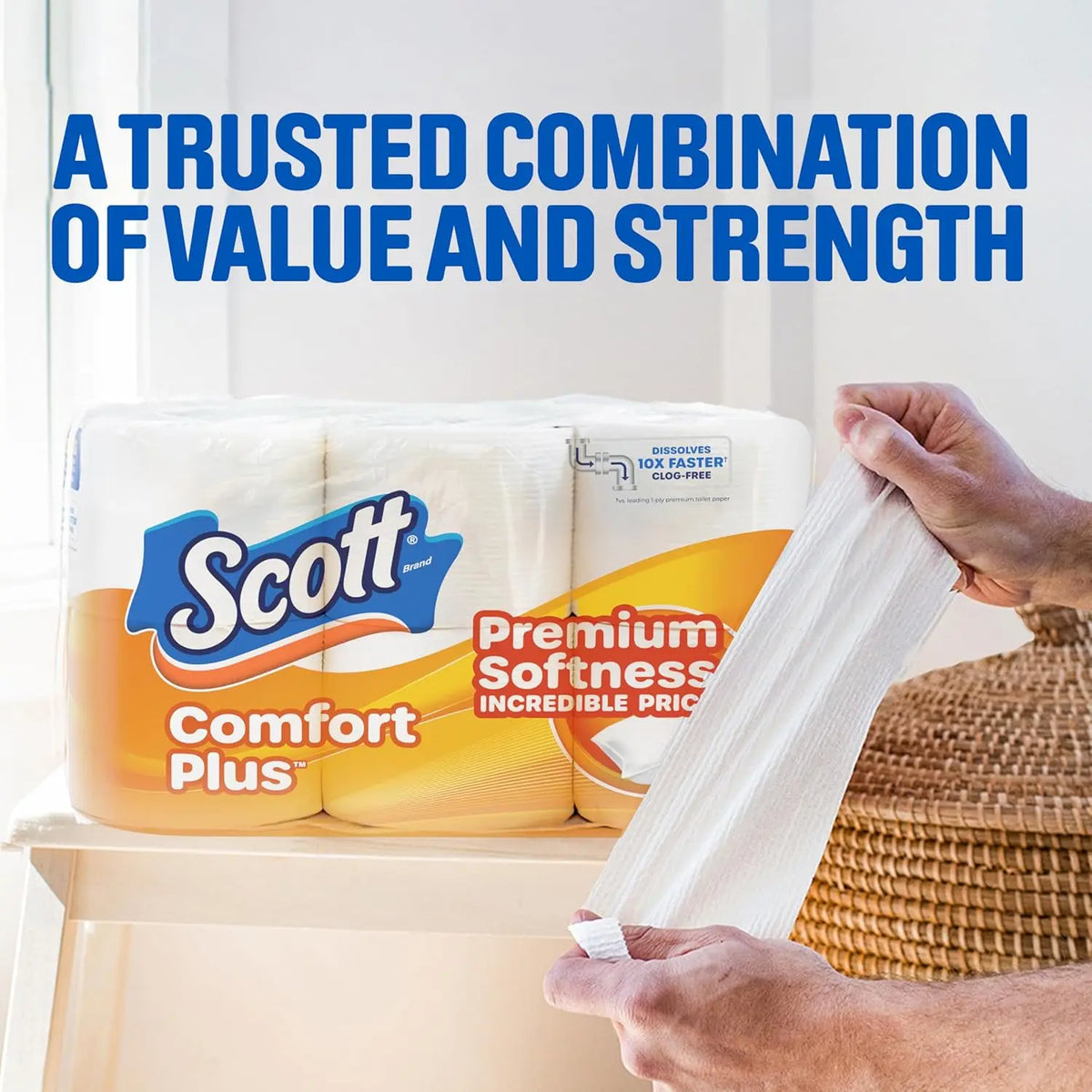 Toilet Paper, 12 Triple Rolls, 231 Sheets per Roll, Septic-Safe, 1-Ply Toilet Tissue