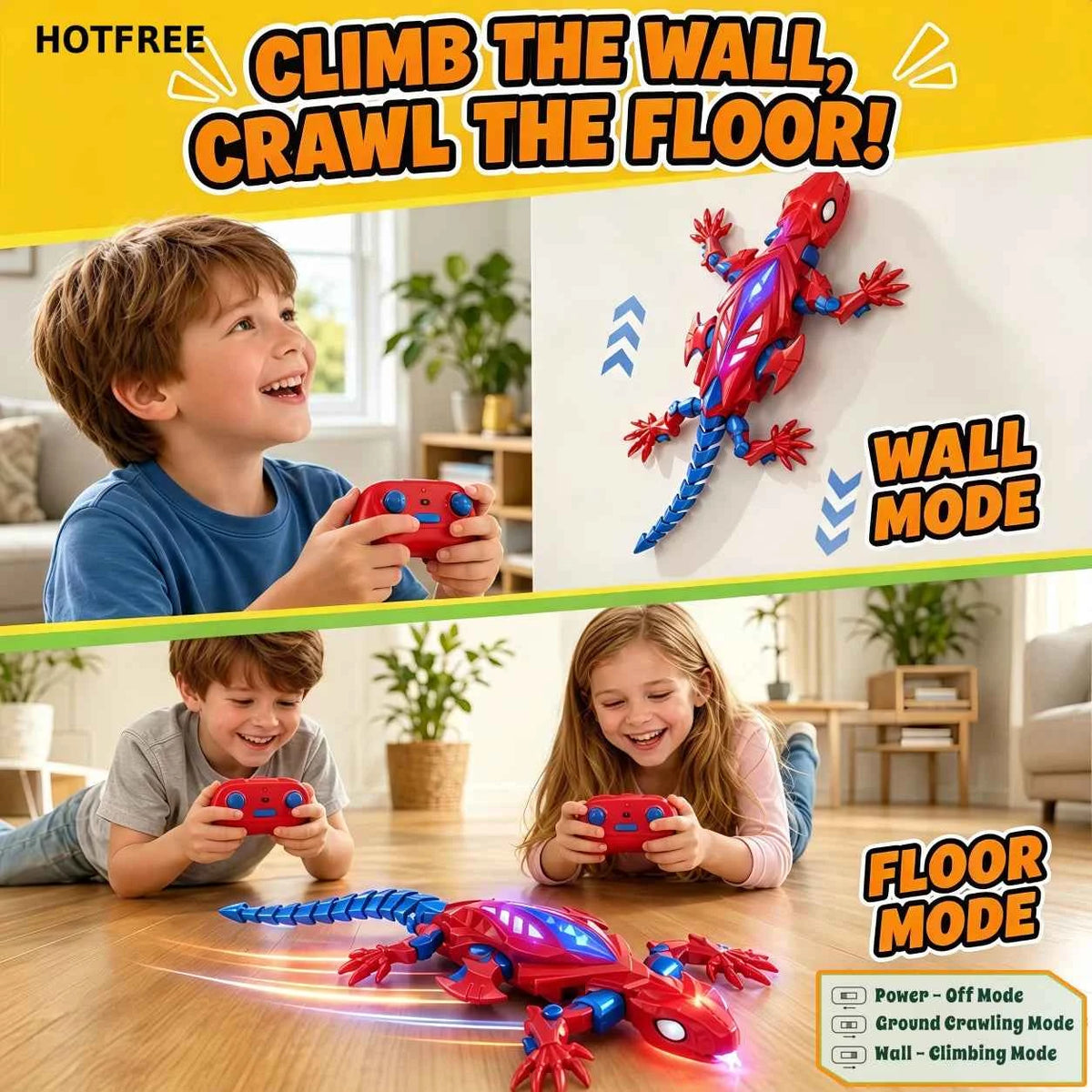 Hotfree Wall Crawler Gecko Lizard, Rechargeable Remote Control Robot Kids Toys, Spider RC Wall Climbing Toys