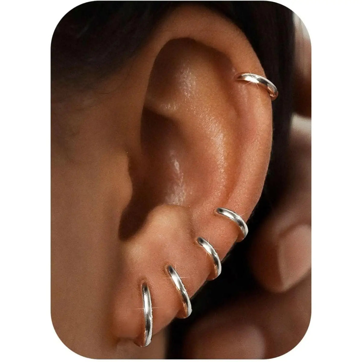 5Pairs Small Hoop Earrings Set for Women, 14K Gold Plated Lightweight Tiny Huggie Hoops, Mini Cartilage Earrings Pack. Hypoallergenic Ear Piercing, Earring Stacking Set